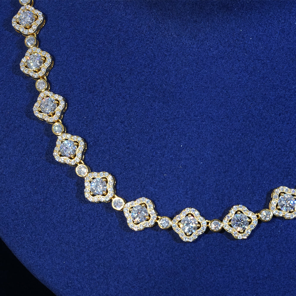 10mm Moissanite Flower Tennis Chain