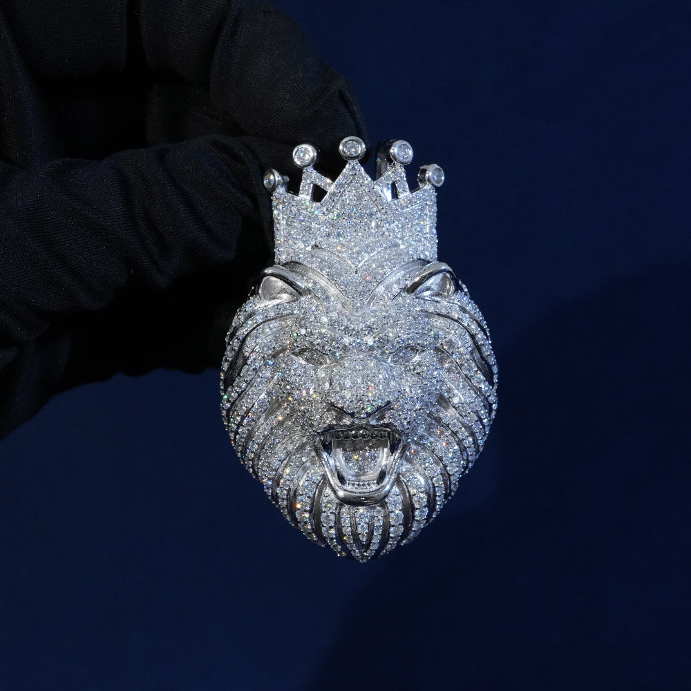 Moissanite Crown Lion Pendant