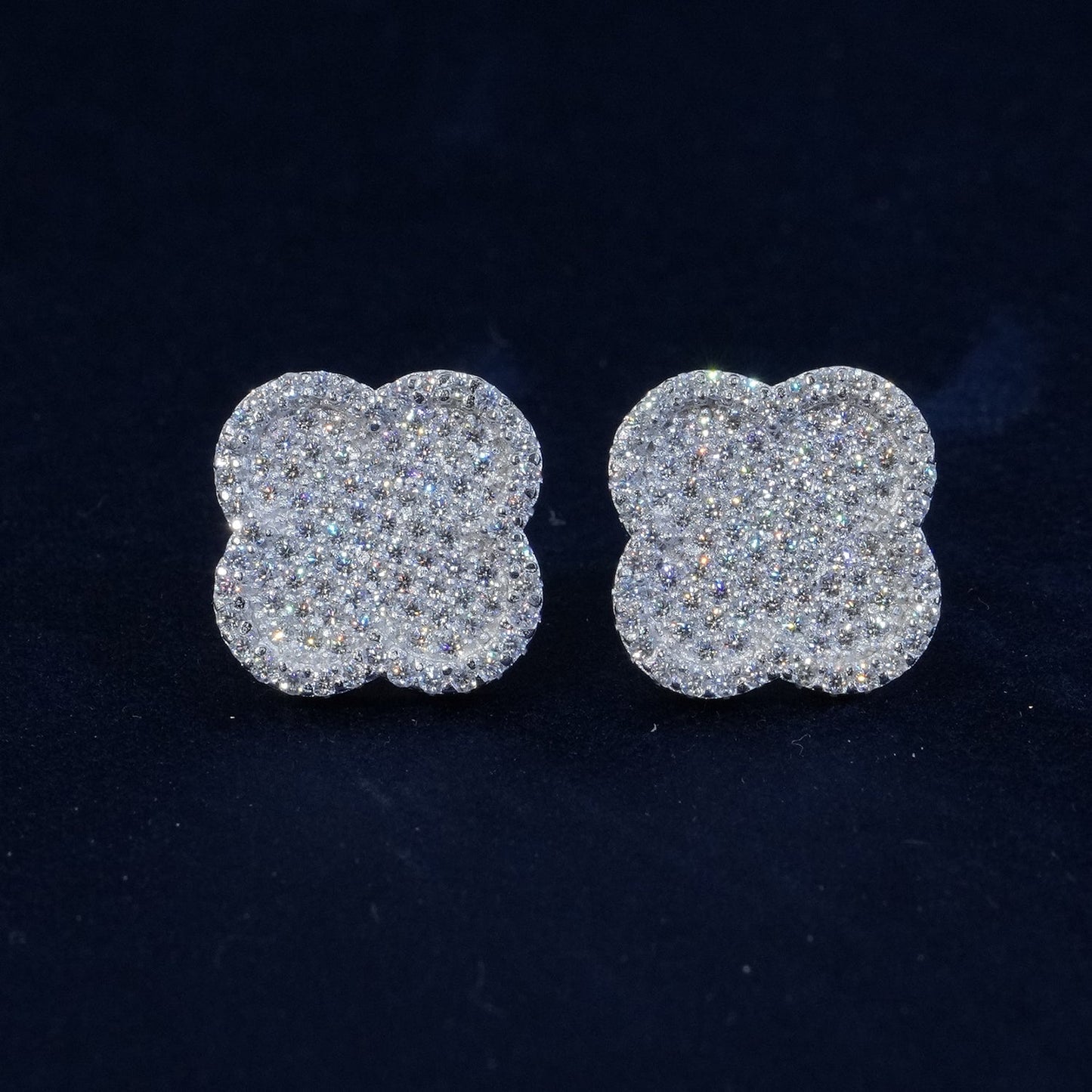 Diamond Clover Stud Earrings