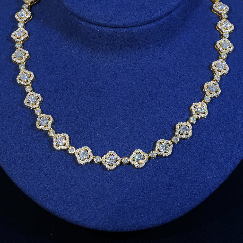 10mm Moissanite Flower Tennis Chain
