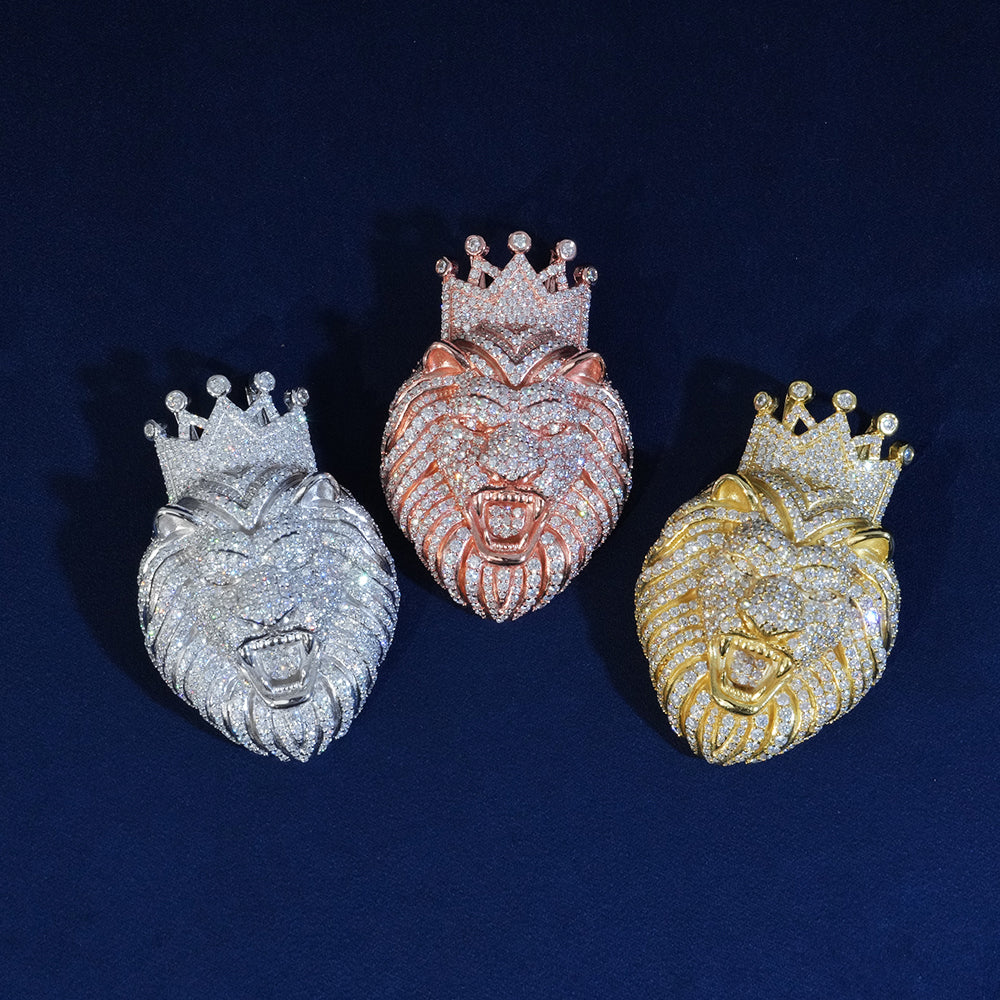 Moissanite Crown Lion Pendant