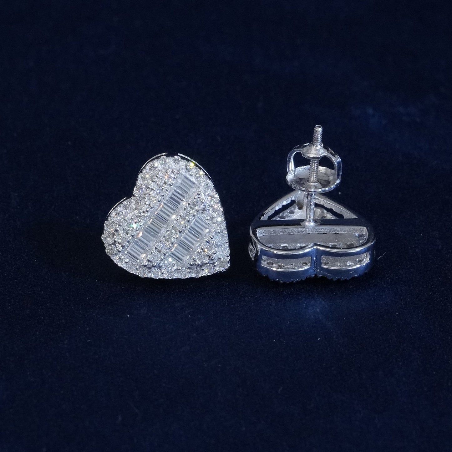 Moissanite Baguette Heart Shape Earrings