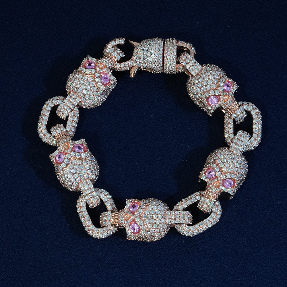 13mm Moissanite Skull Bracelet In Sterling Silver