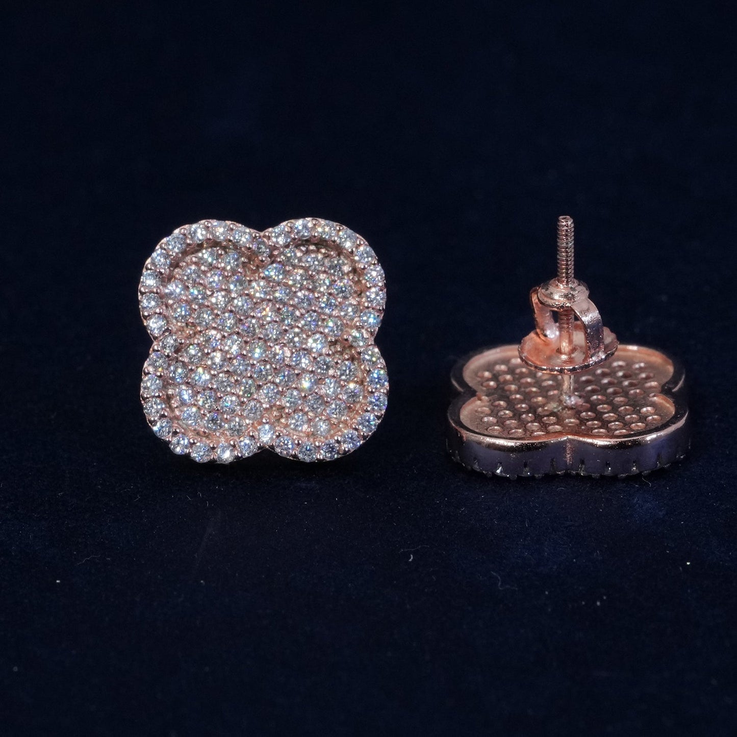 Diamond Clover Stud Earrings