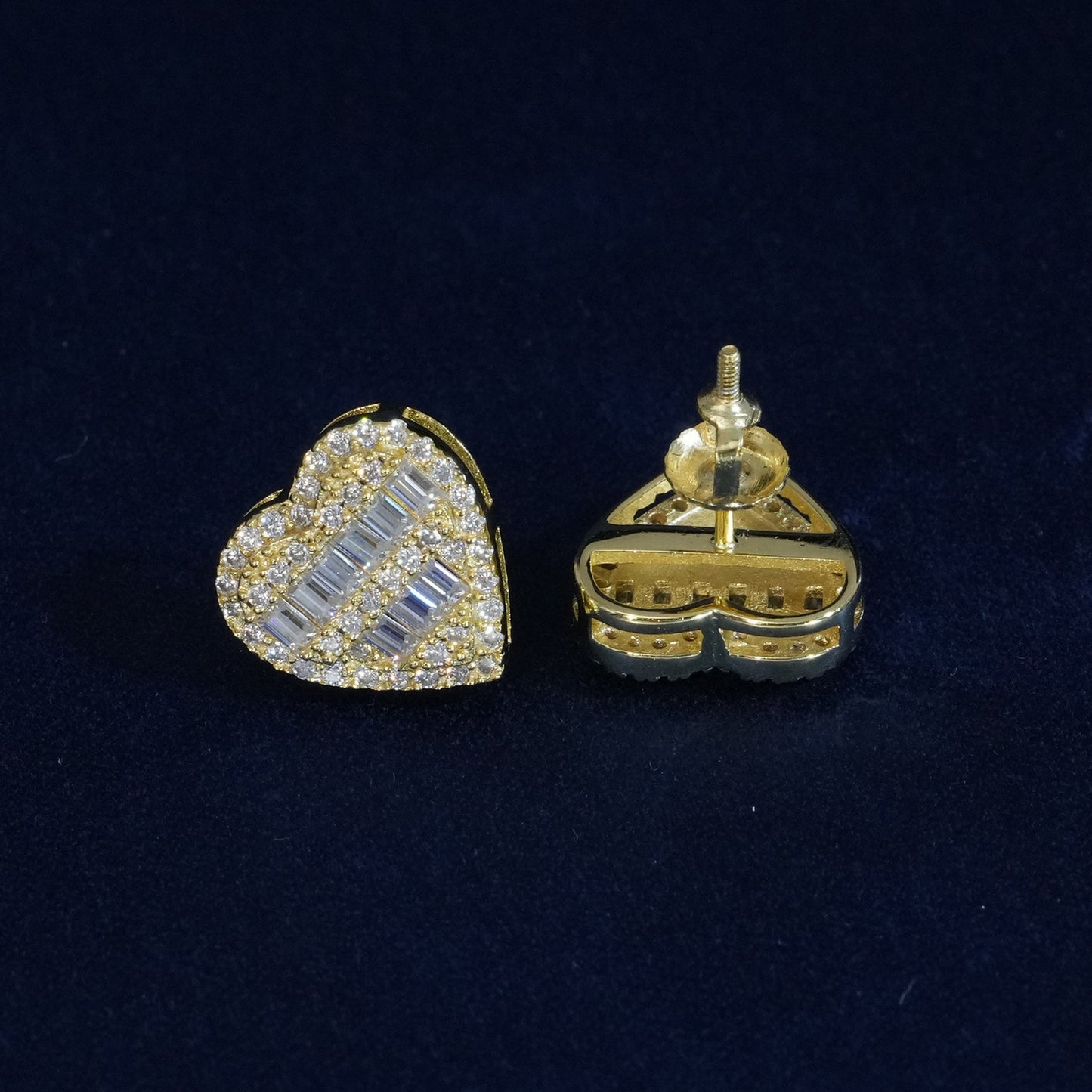 Moissanite Baguette Heart Shape Earrings