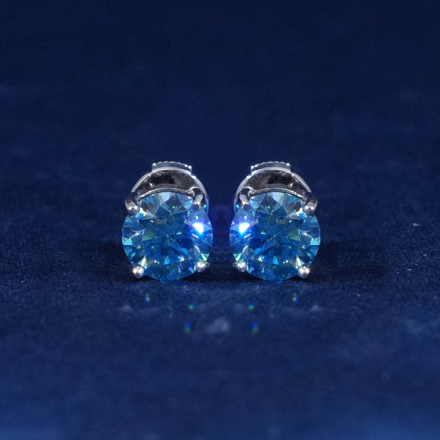 1 Carat Round Cut Moissante Earrings