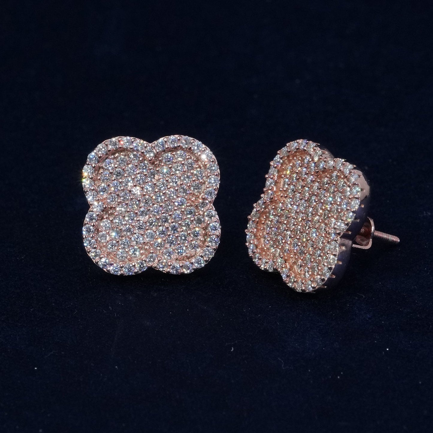 Diamond Clover Stud Earrings