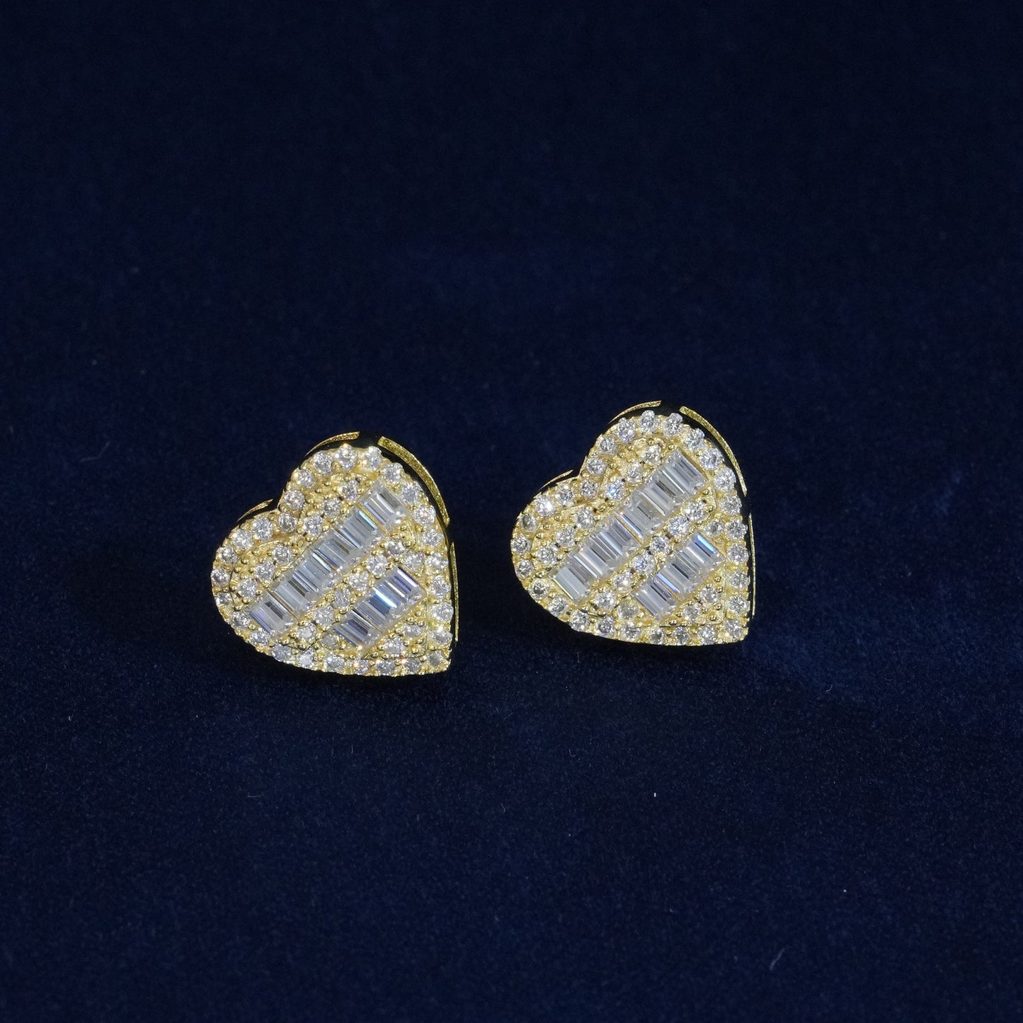 Moissanite Baguette Heart Shape Earrings