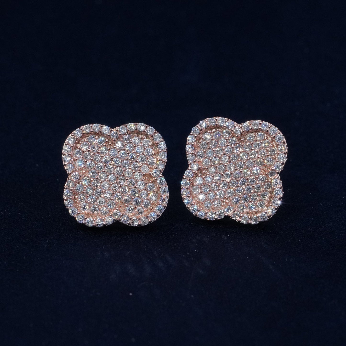 Diamond Clover Stud Earrings