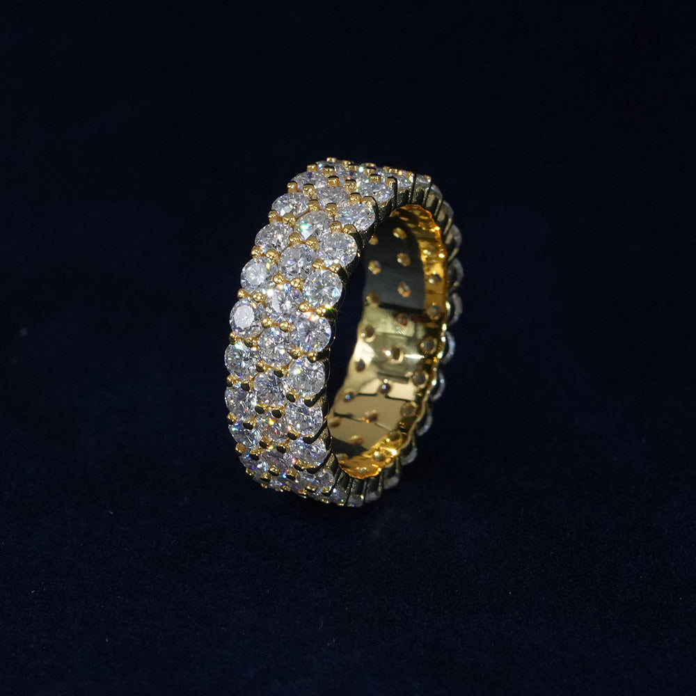 Moissanite Diamond 3-Row Ring