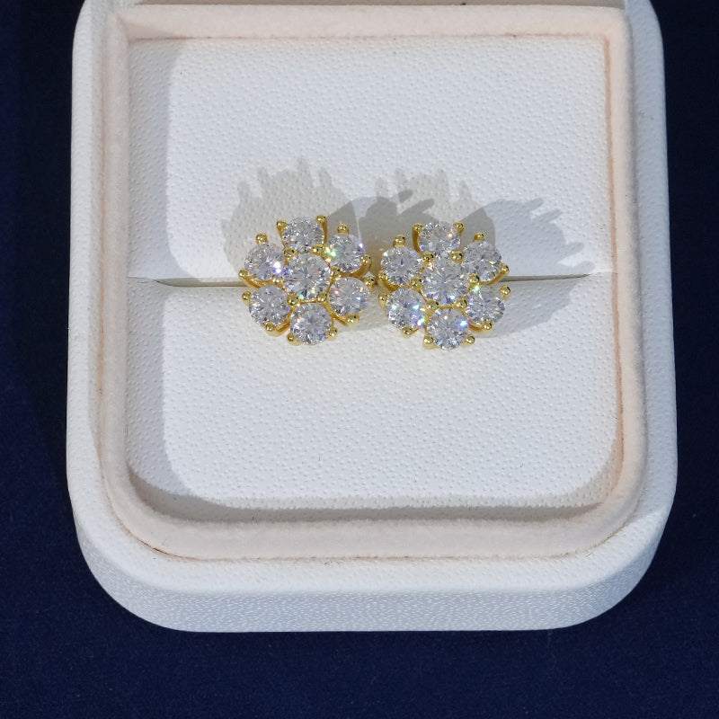 Moissanite 11MM Sparkling Flower Stud Earrings