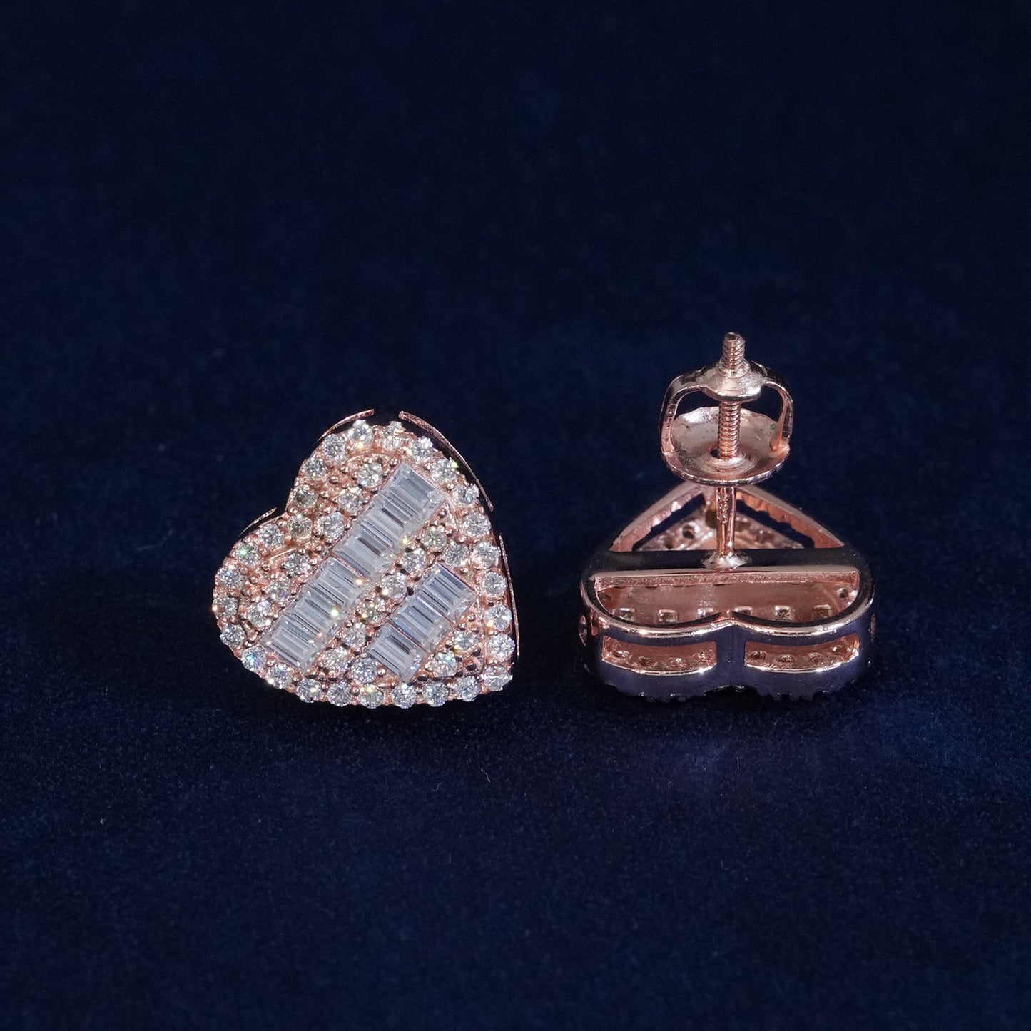 Moissanite Baguette Heart Shape Earrings
