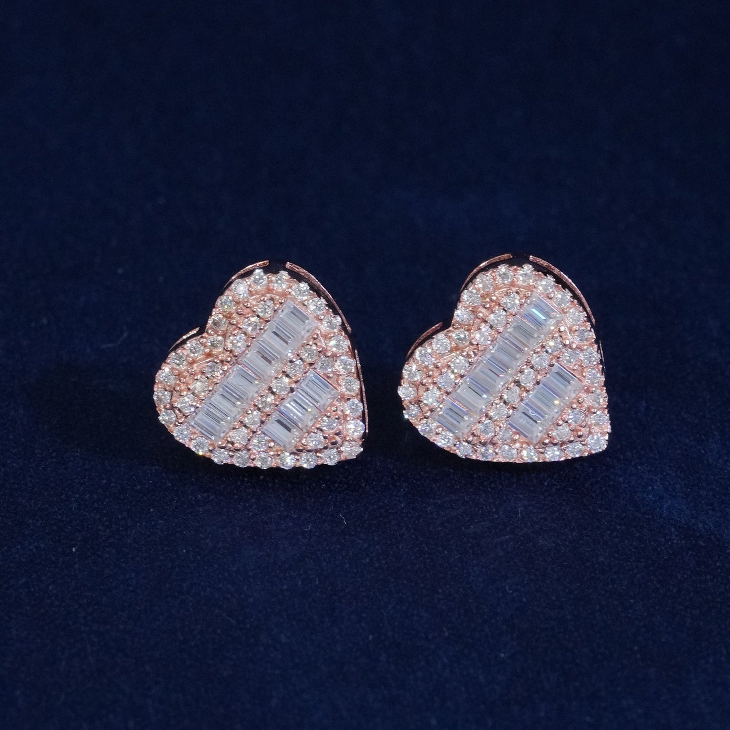 Moissanite Baguette Heart Shape Earrings