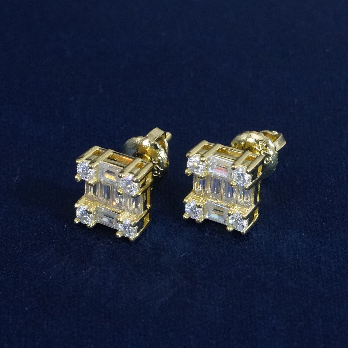 Moissanite Baguette Cube Earrings
