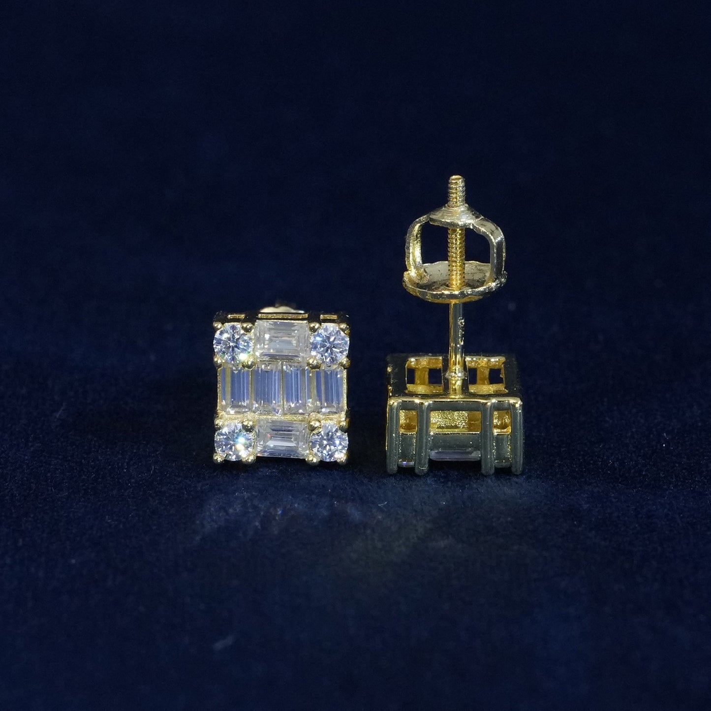 Moissanite Baguette Cube Earrings