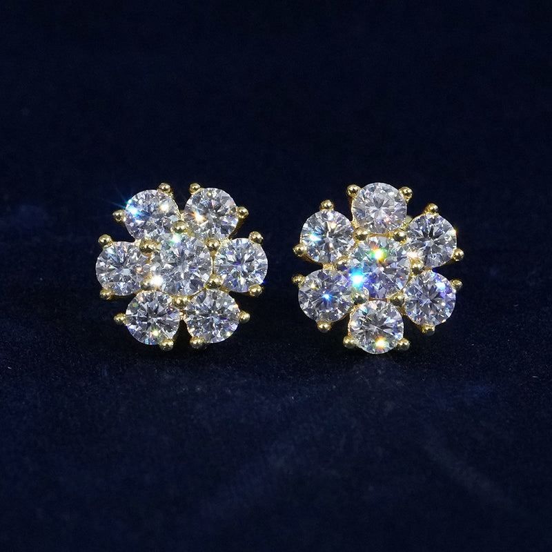 Moissanite 11MM Sparkling Flower Stud Earrings