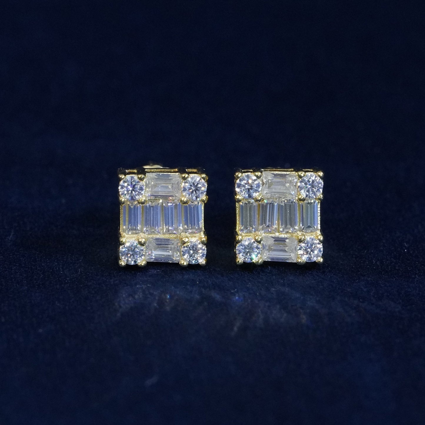 Moissanite Baguette Cube Earrings