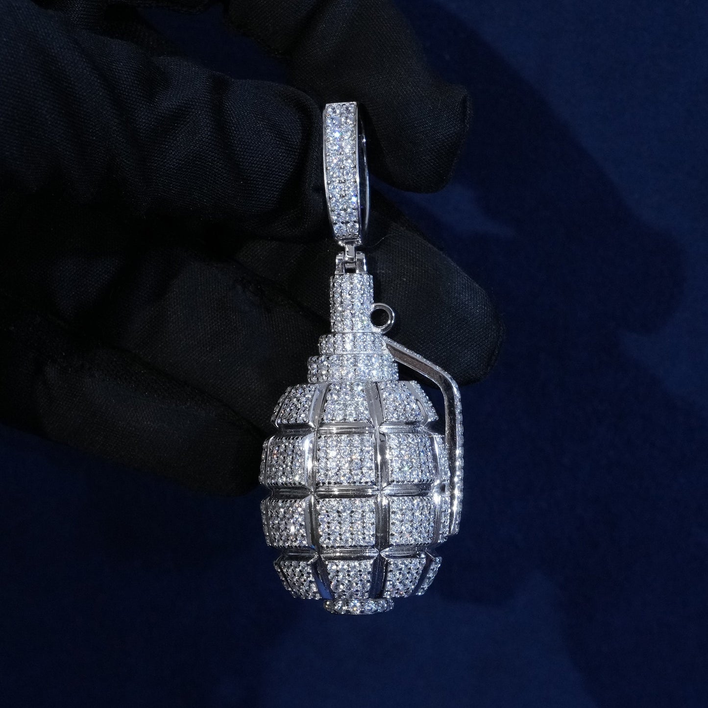 Moissanite Hand Grenade Pendant
