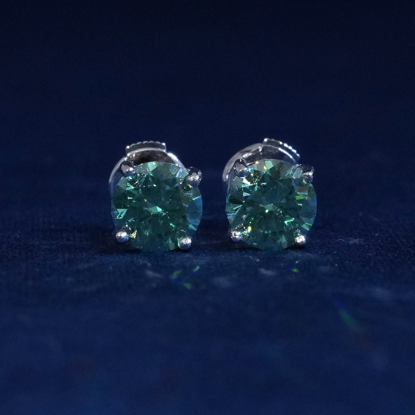 1 Carat Round Cut Moissante Earrings