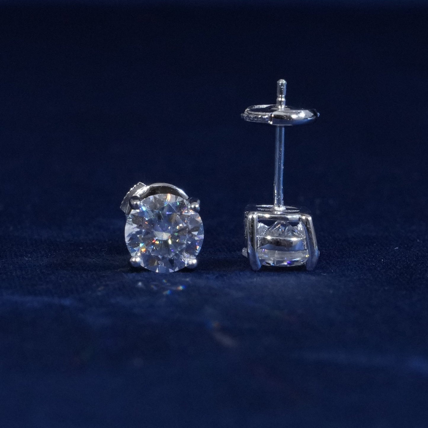 1 Carat Round Cut Moissante Earrings