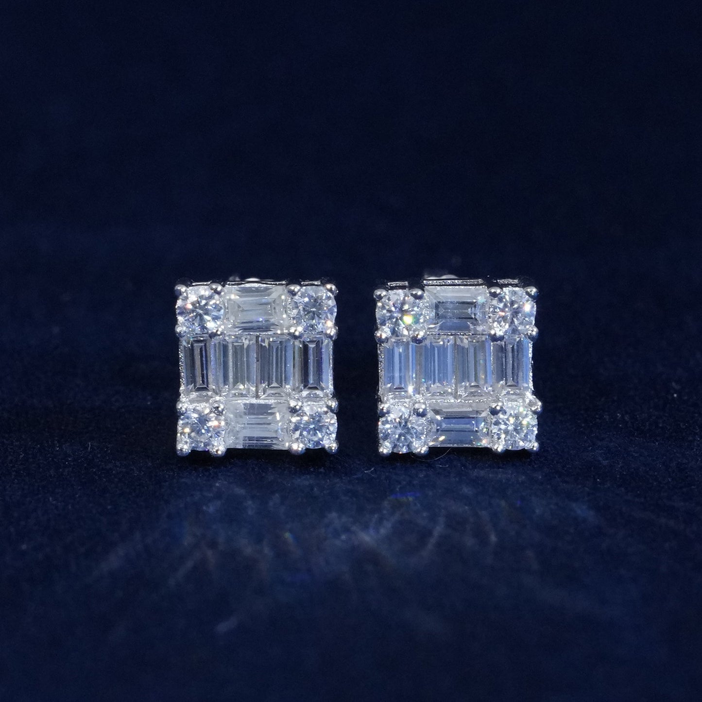 Moissanite Baguette Cube Earrings