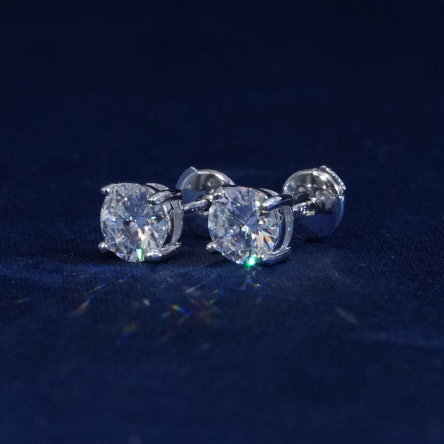 1 Carat Round Cut Moissante Earrings