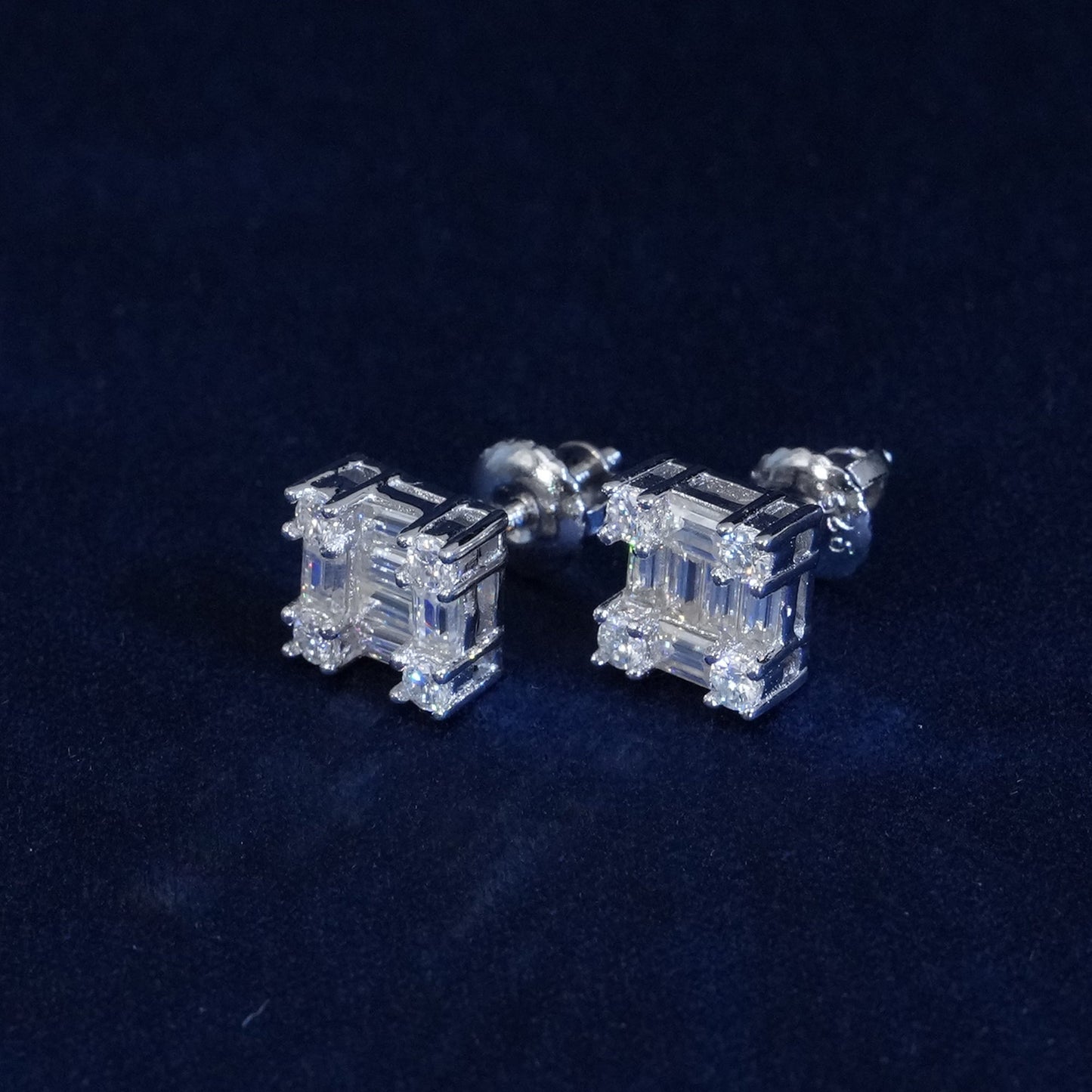 Moissanite Baguette Cube Earrings