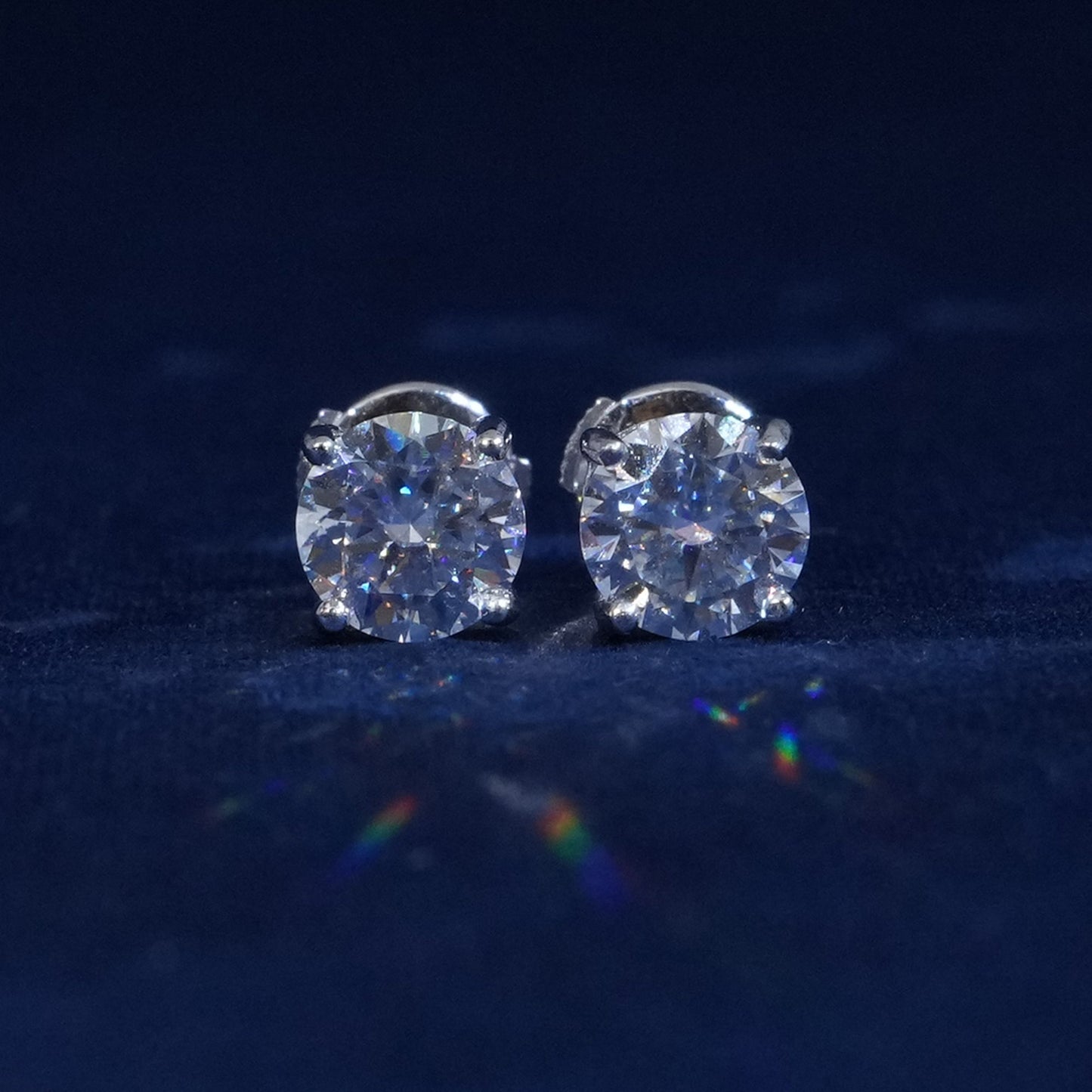 1 Carat Round Cut Moissante Earrings
