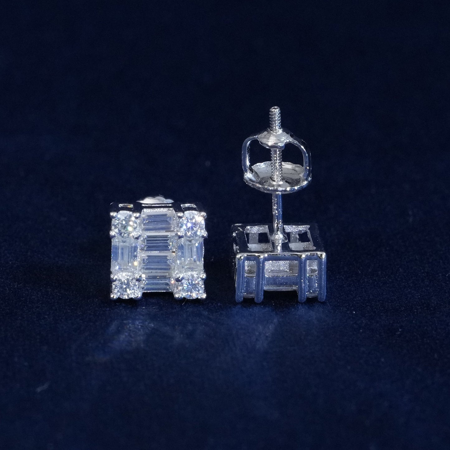 Moissanite Baguette Cube Earrings