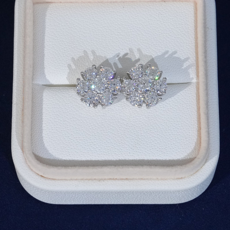 Moissanite 11MM Sparkling Flower Stud Earrings