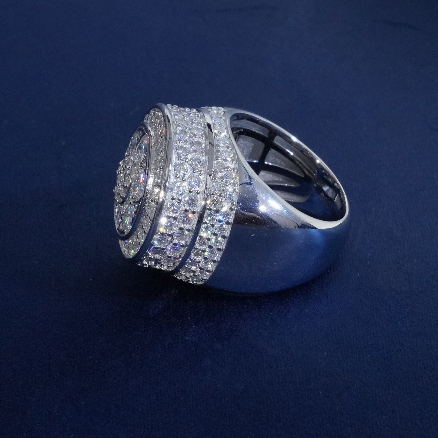Moissanite Sparkle Flower Signet Ring