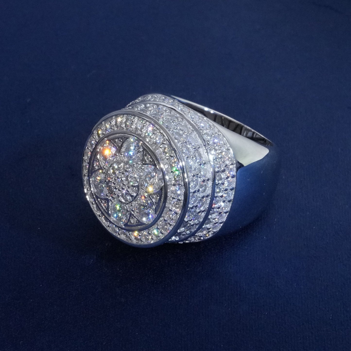 Moissanite Sparkle Flower Signet Ring