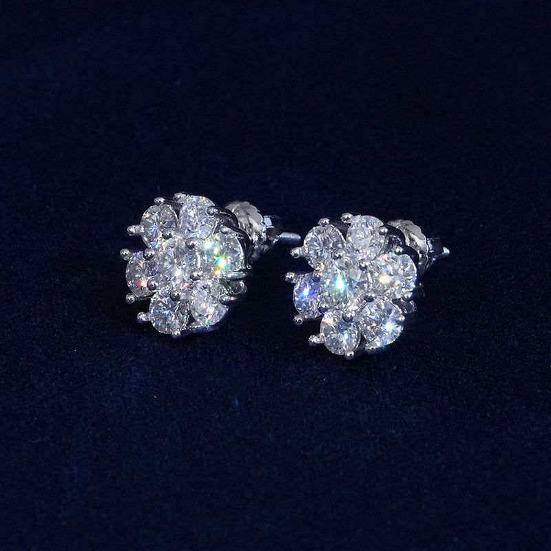Moissanite 11MM Sparkling Flower Stud Earrings