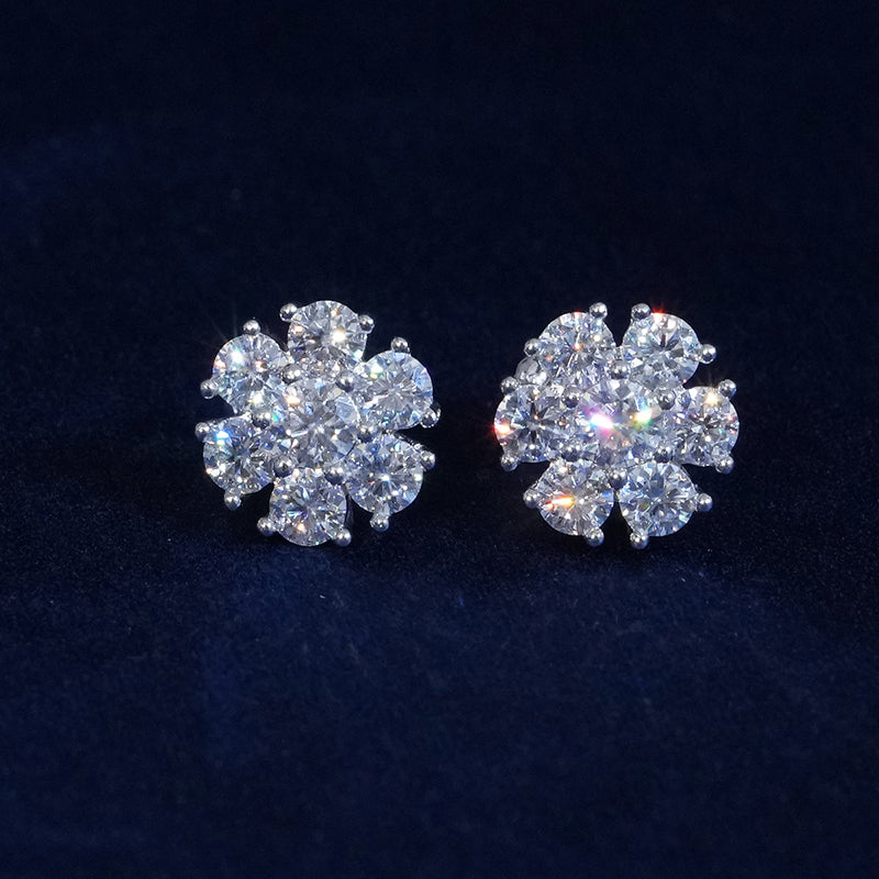 Moissanite 11MM Sparkling Flower Stud Earrings