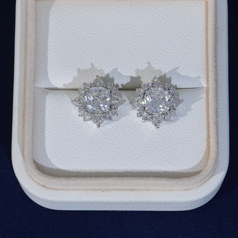 Moissanite Elegant Starburst Stud Earrings