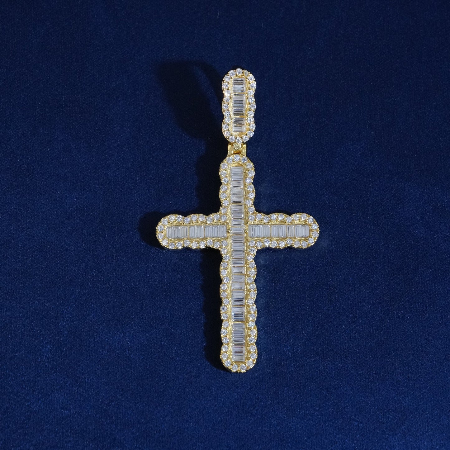 Diamond Baguette Gemstone Cross Pendant