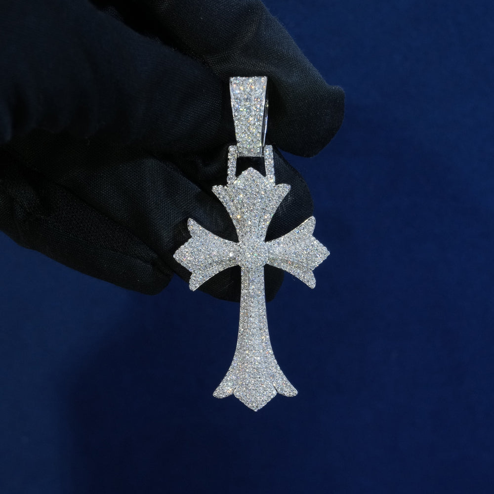 Moissanite Diamond Gothic Cross Pendant