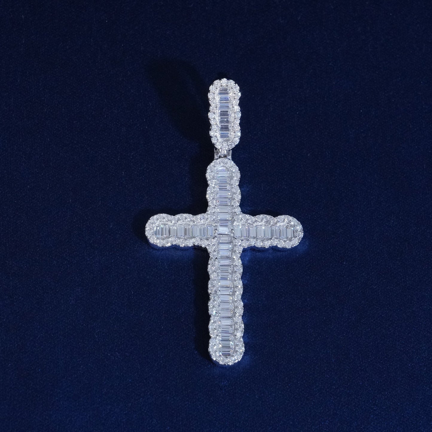 Diamond Baguette Gemstone Cross Pendant
