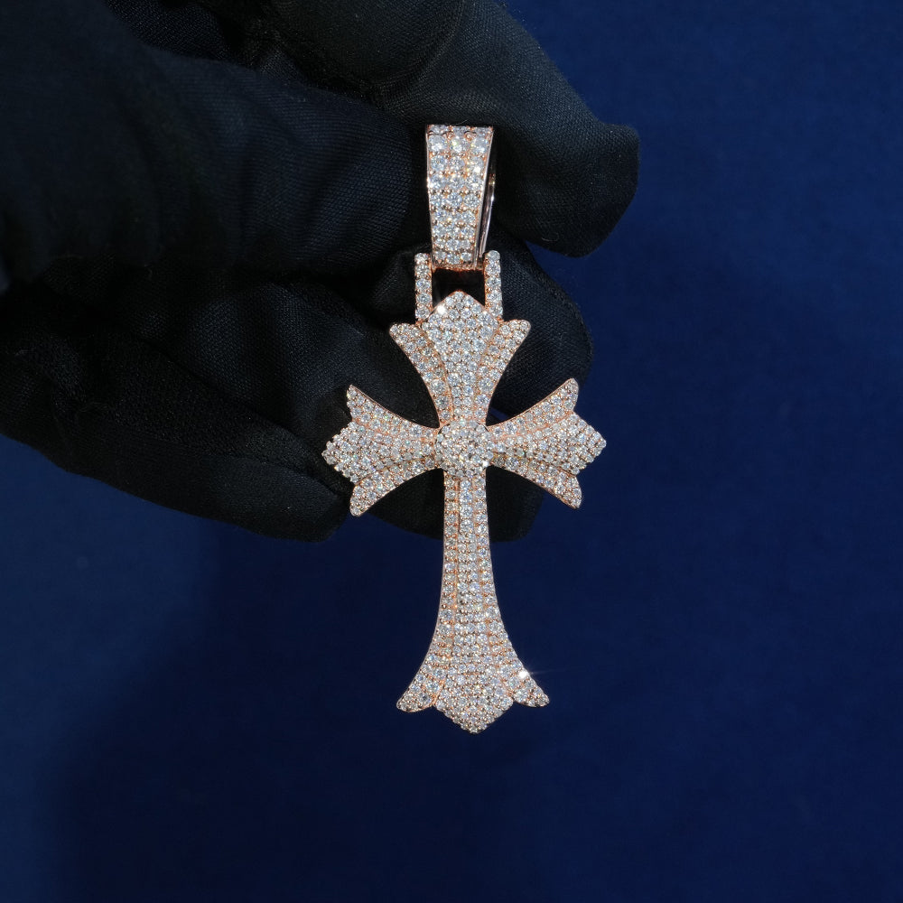 Moissanite Diamond Gothic Cross Pendant