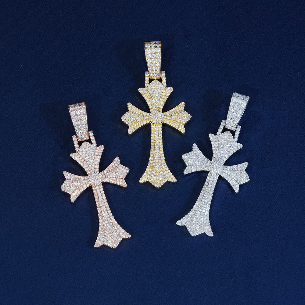 Moissanite Diamond Gothic Cross Pendant