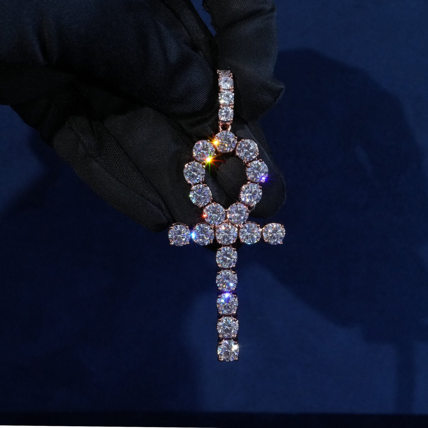 6mm Round Moissanite Ankh Pendant