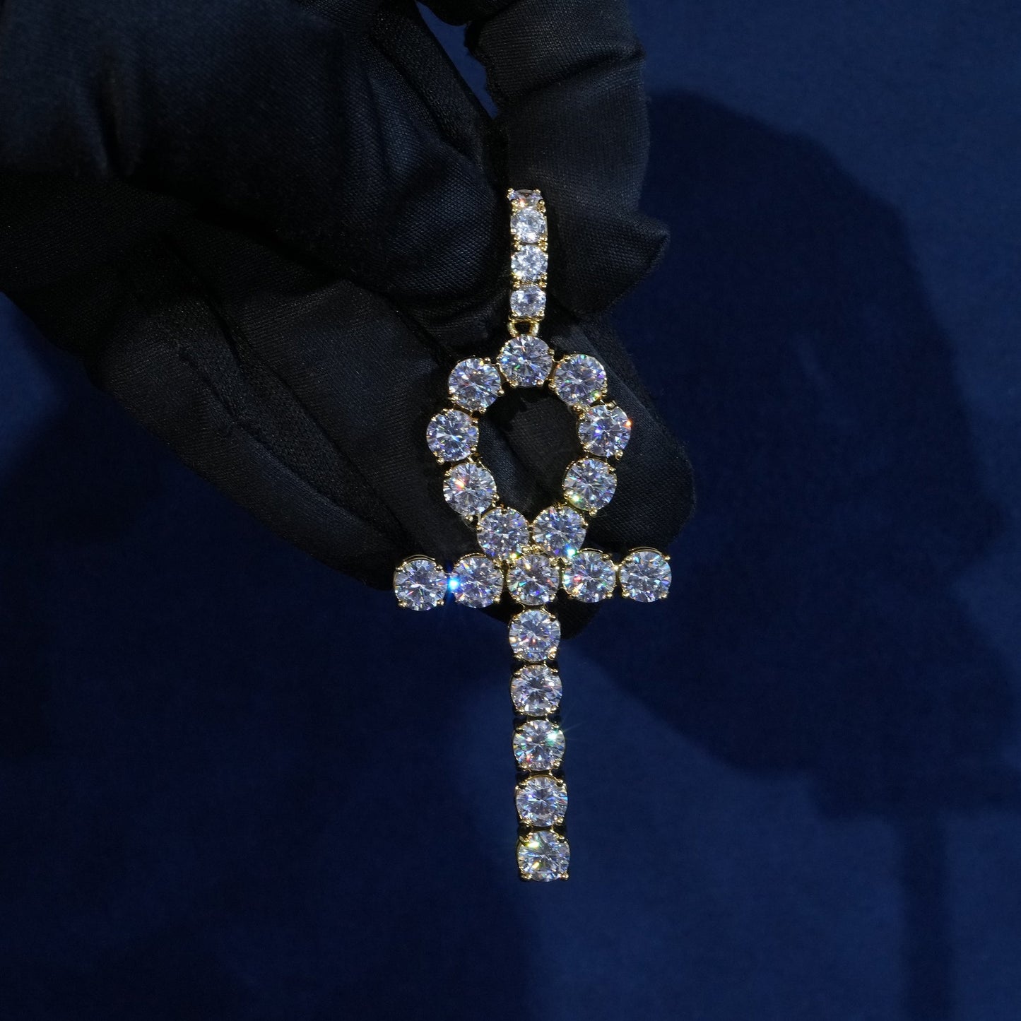 6mm Round Moissanite Ankh Pendant