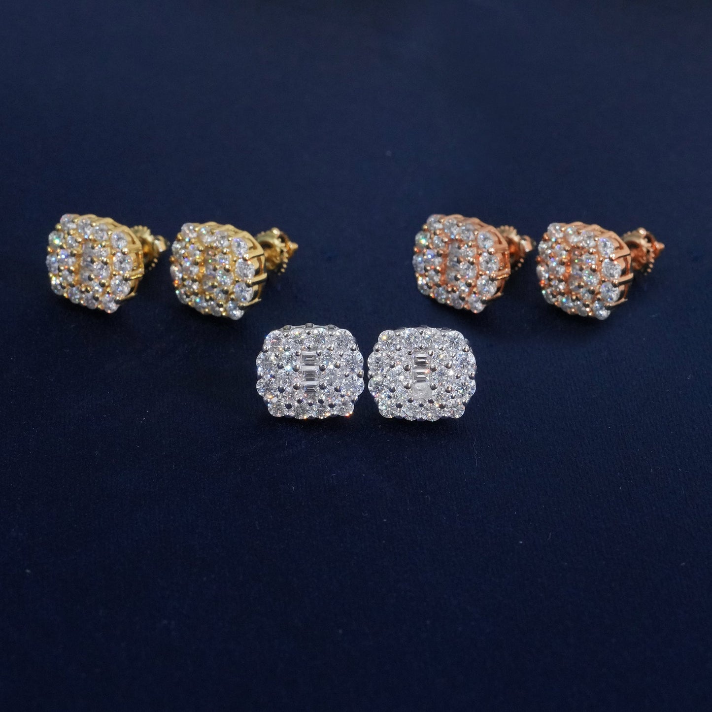 Moissanite Pave Cluster Stud Earrings