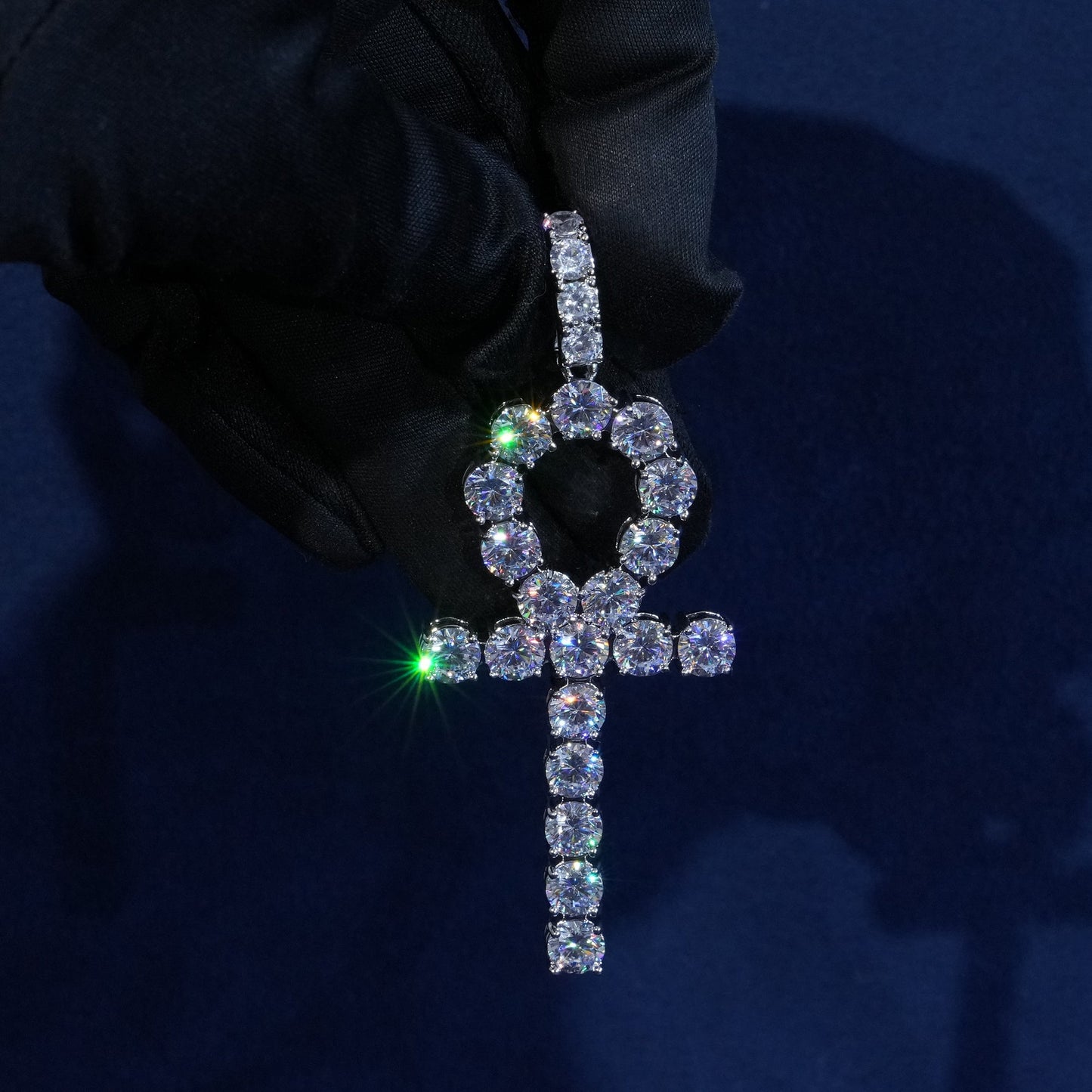 6mm Round Moissanite Ankh Pendant