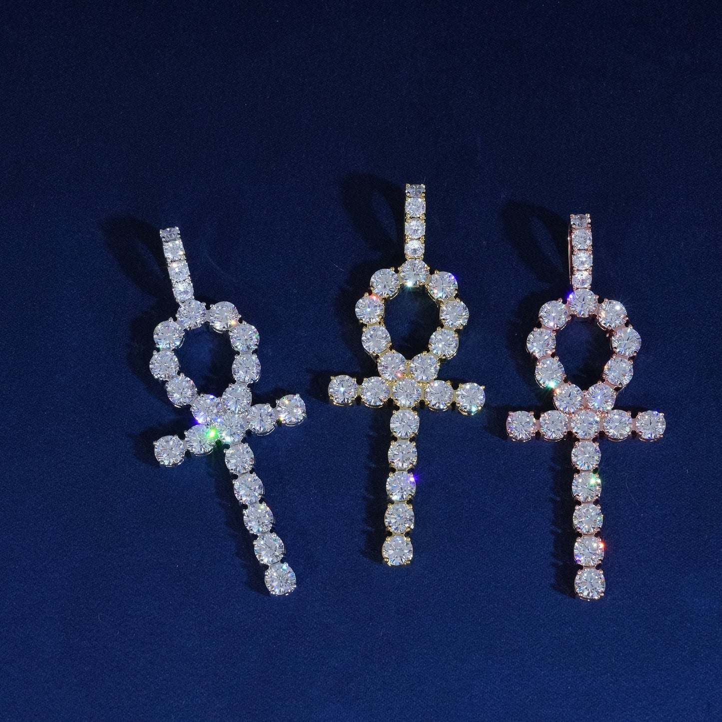 6mm Round Moissanite Ankh Pendant