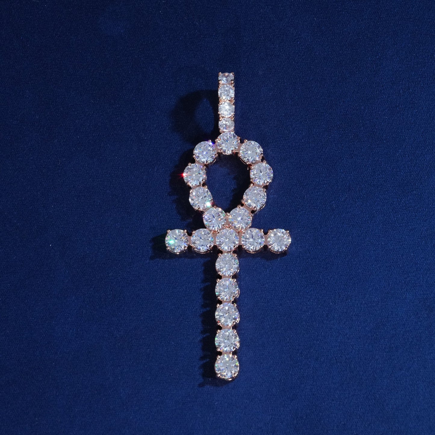 6mm Round Moissanite Ankh Pendant