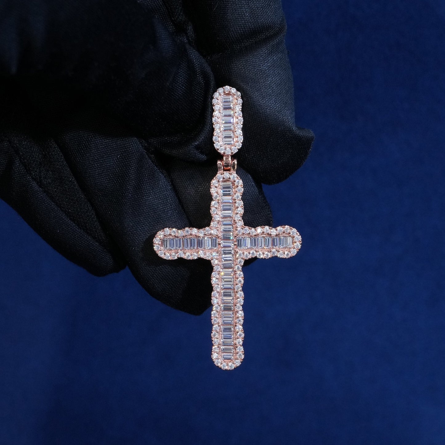 Diamond Baguette Gemstone Cross Pendant