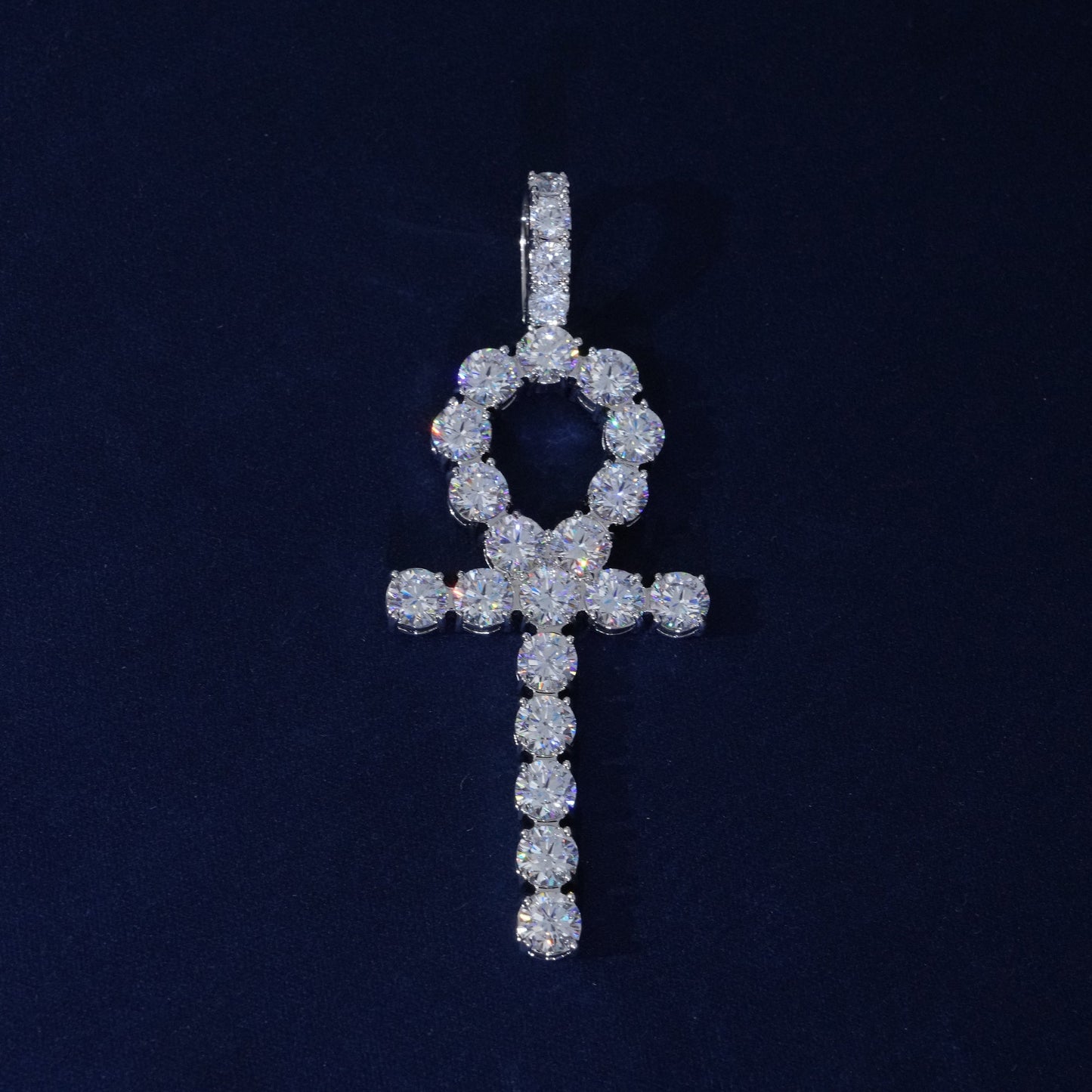 6mm Round Moissanite Ankh Pendant