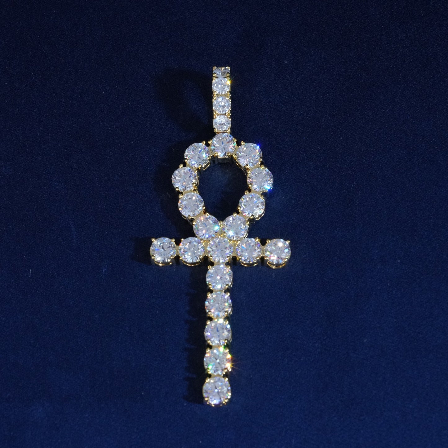 6mm Round Moissanite Ankh Pendant