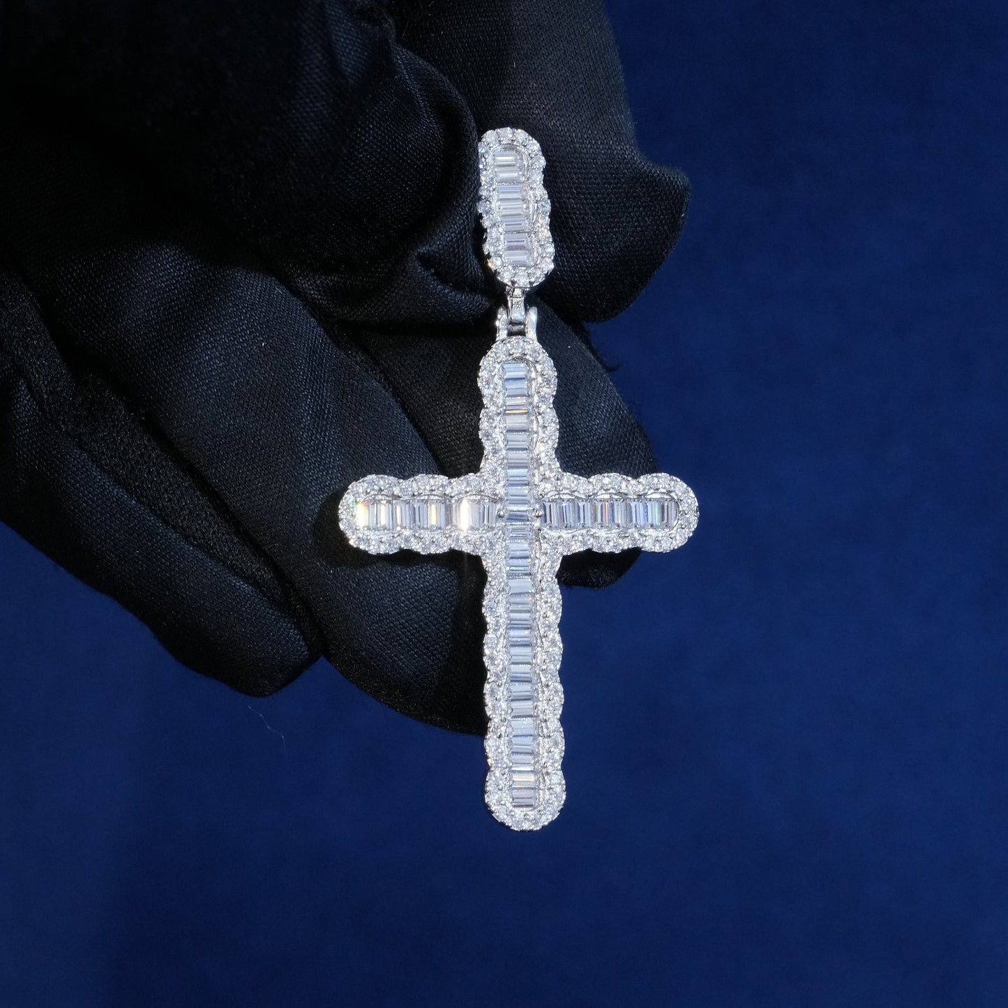 Diamond Baguette Gemstone Cross Pendant